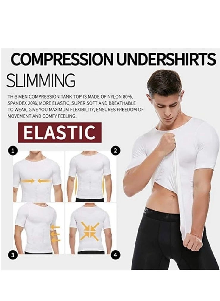 Men's slimming corset to conceal gynecomastia, posture support corset to tighten and shape the abdomen and chest, white, 2 pieces - Image 2